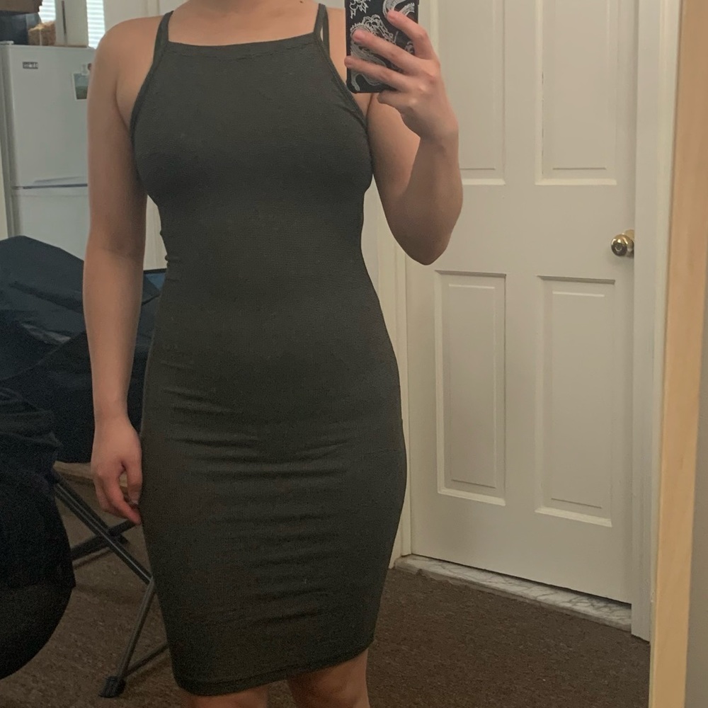 American Eagle/Don’t Ask Why Green/Black Midi Dress with Adjustable Straps NWOT